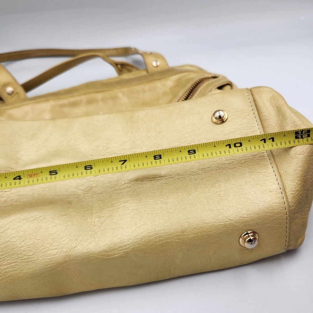 Botkier Convertible‎ Leather Tote Handbag Champagne Gold Double Zip Studded - Picture 16 of 16